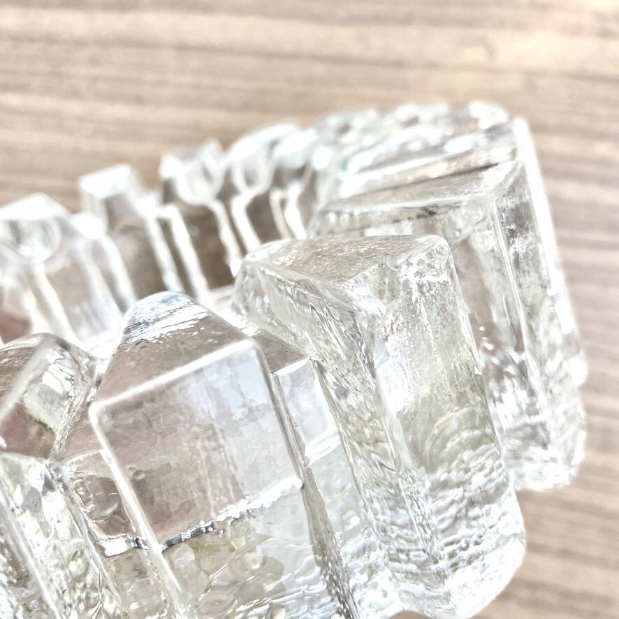 Glass ashtray with ICE pattern by Pukeberg, Swedish design, Scandinavian.