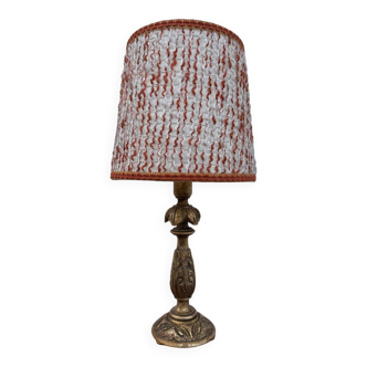 1960s gilded wooden candlestick lamp