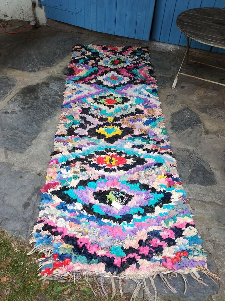 Former Moroccan boucherouite carpet 215 x 80 cm