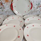 Dessert service 11 pieces in beige Bavaria porcelain with small orange flowers