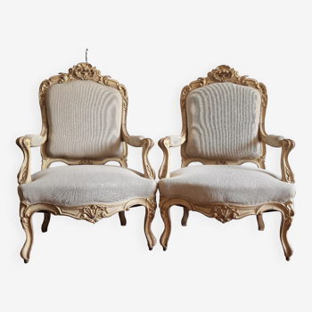 Pair of armchairs to the queen style Louis XV