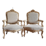 Pair of Louis XV style armchairs