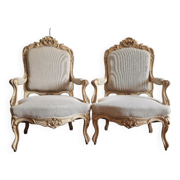 Pair of Queen's armchairs in Louis XV style