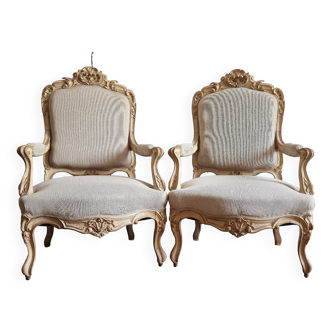 Pair of armchairs to the queen style Louis XV