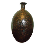 Foiled bottle vase, artisanal pottery, Raku