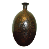 Vase bouteille déjouéee, poterie artisanale, Raku