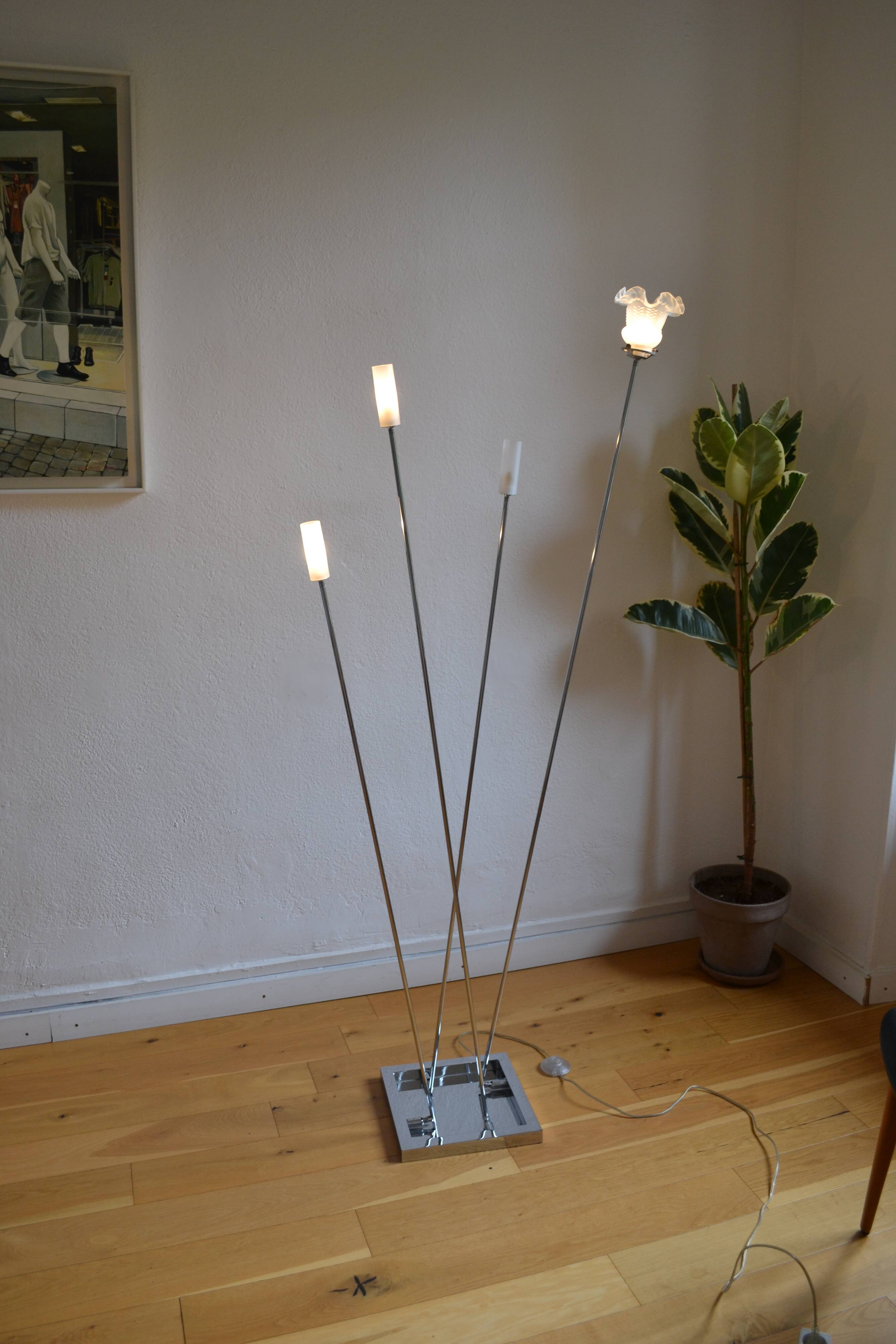 Modernist metal and glass floor lamp