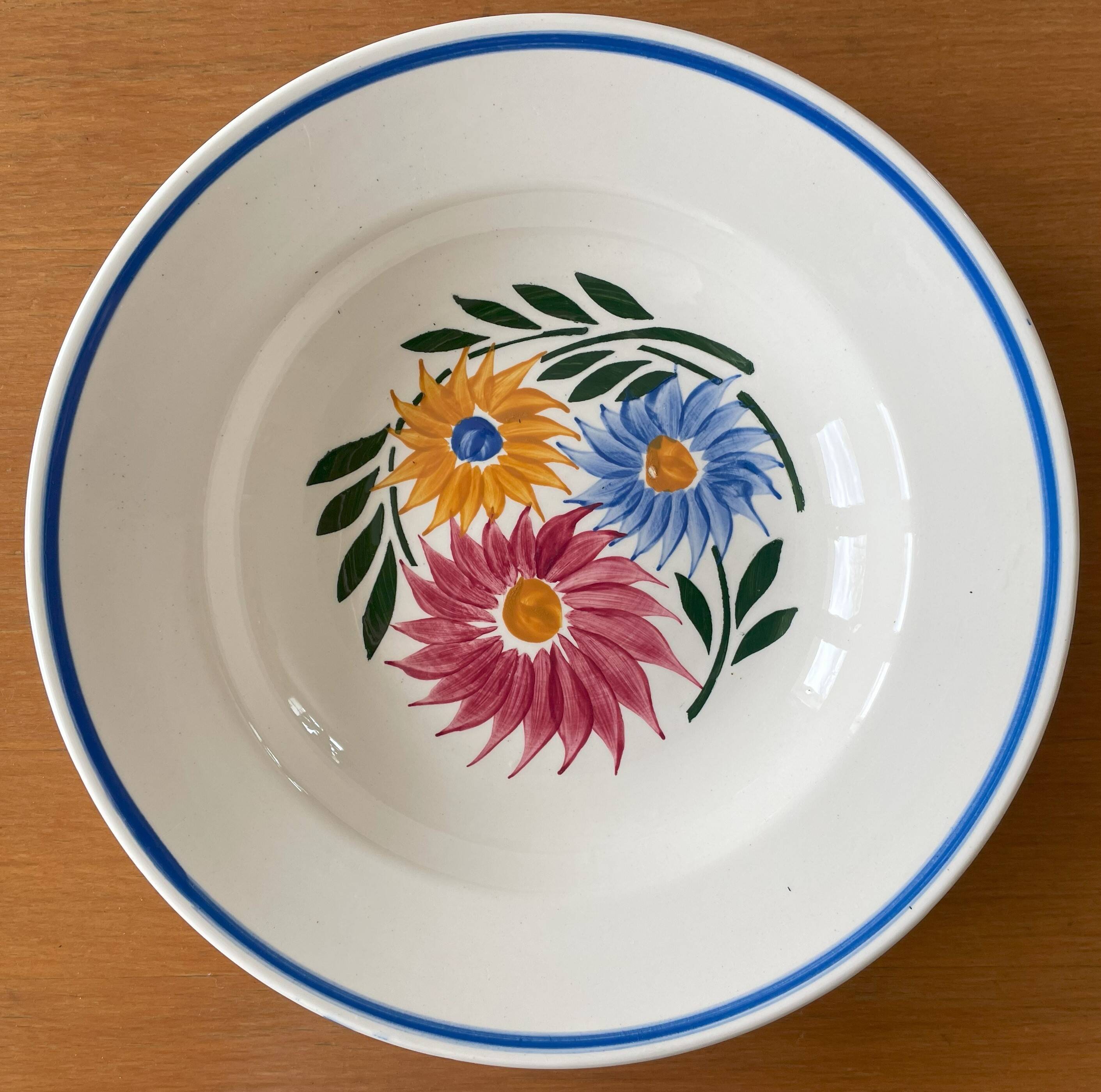 6 old soup plates in Sarreguemines earthenware