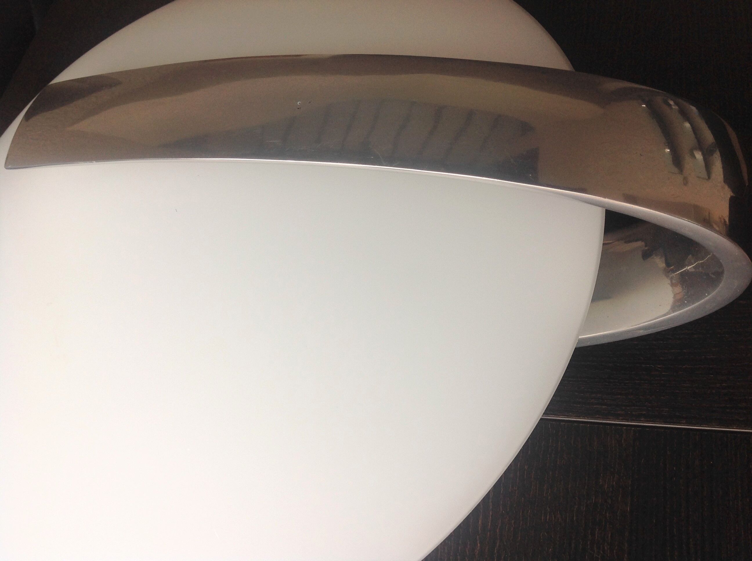 Circular frosted glass wall lamp and aluminum headband by Vetri Murano, vintage 70s-80s