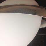 Circular frosted glass wall lamp and aluminum headband by Vetri Murano, vintage 70s-80s