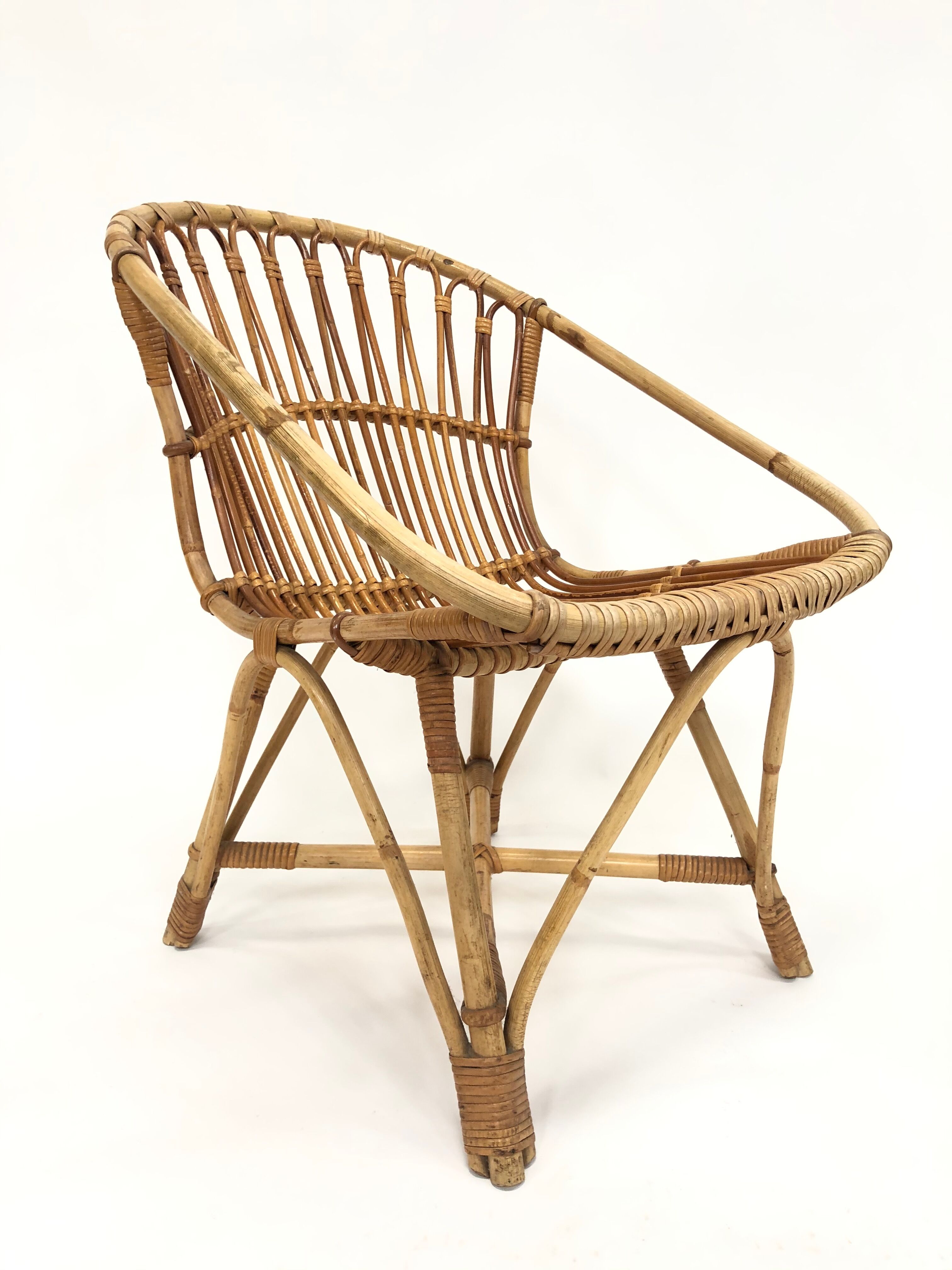 Fauteuil en rotin de Rohe Noordwolde, 1960, Pays-Bas