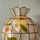 Vintage mother-of-pearl and brass lampshade pendant light with flower decorations
