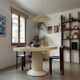 Vintage table, beige lacquered top and bamboo legs.