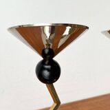 Italian postmodern metal candle holders, 1980s, set of 2