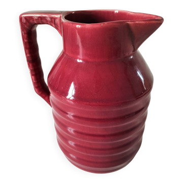 Old raspberry red pitcher from Onnaing, early 20th century.