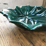 Vallauris green ceramic leaf dish