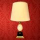 Lampe œuf d’autruche vintage travertin laiton années 70 style Maison Charles