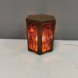 Swedish table lamp in copper and orange glass, by Erik Hoeglund 1960s