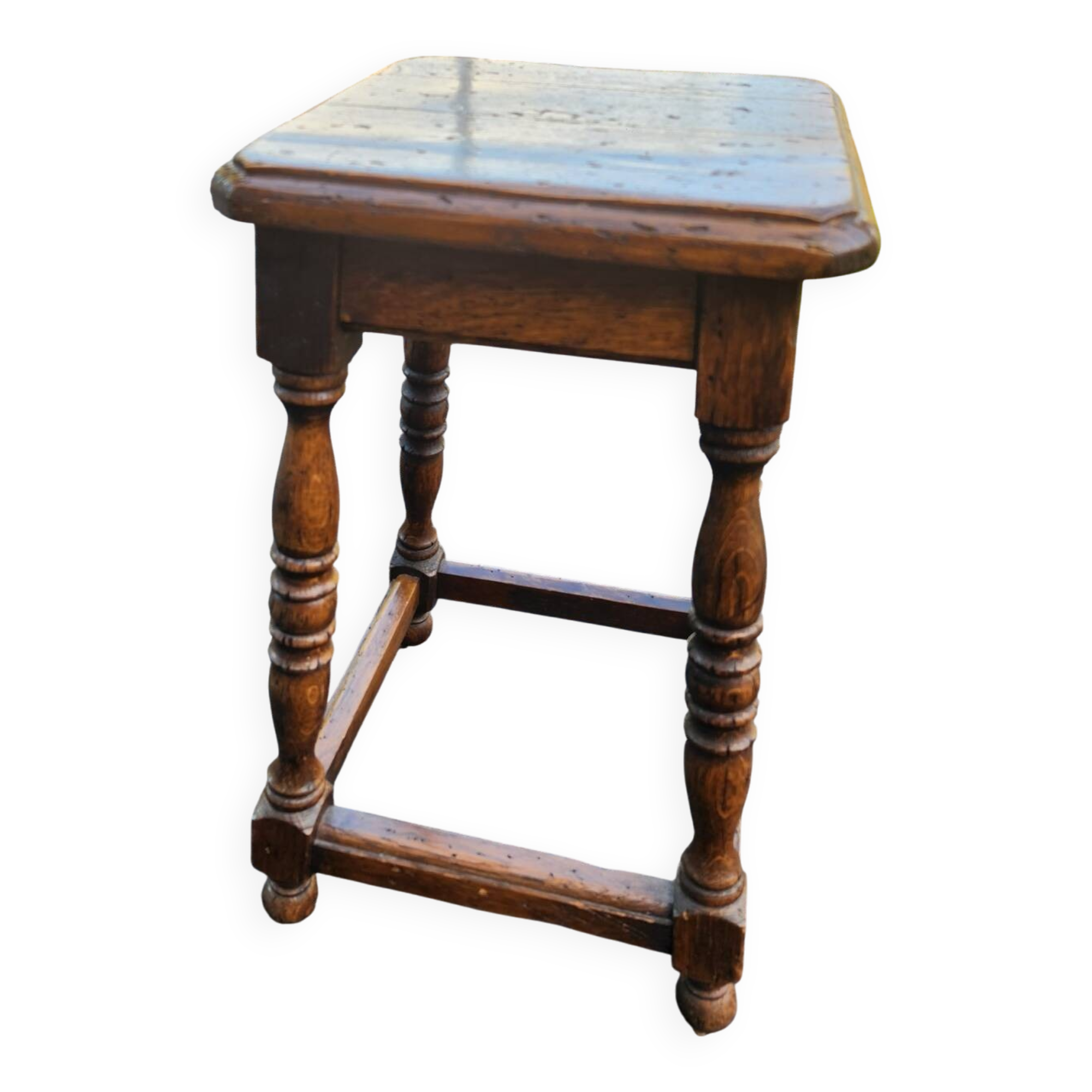 Antique solid oak stool: vintage