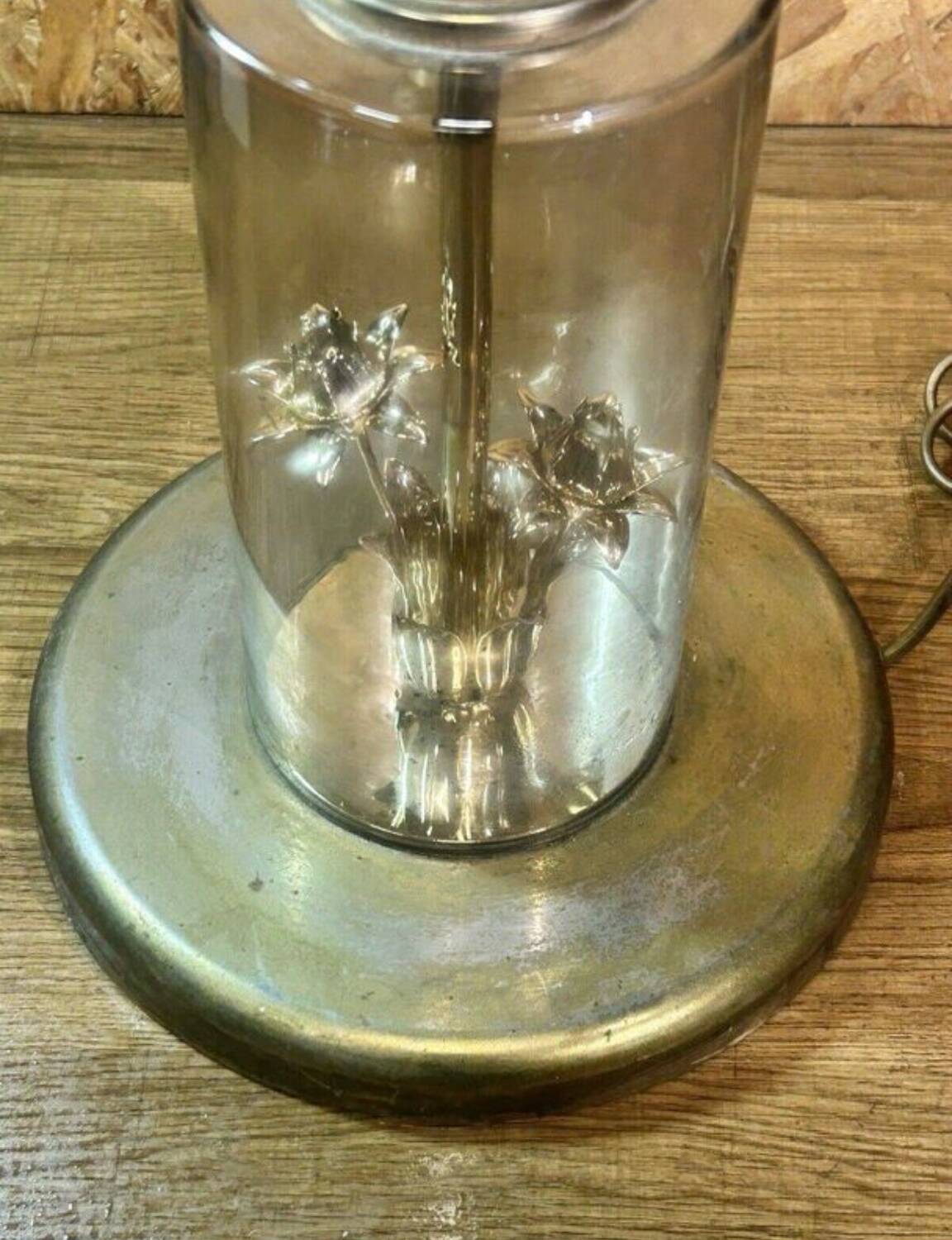 Large vintage lamp See Delmas 1970s glass and metal modern design