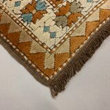 Old Turkish Rug 158x125 cm Vintage Oriental Rare Carpet Blue Brown Beige