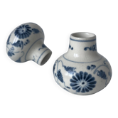 Paire de vases miniatures en céramique bleu blanc vietnamienne décor floral