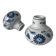 Pair of miniature blue and white Vietnamese ceramic vases with floral decoration.