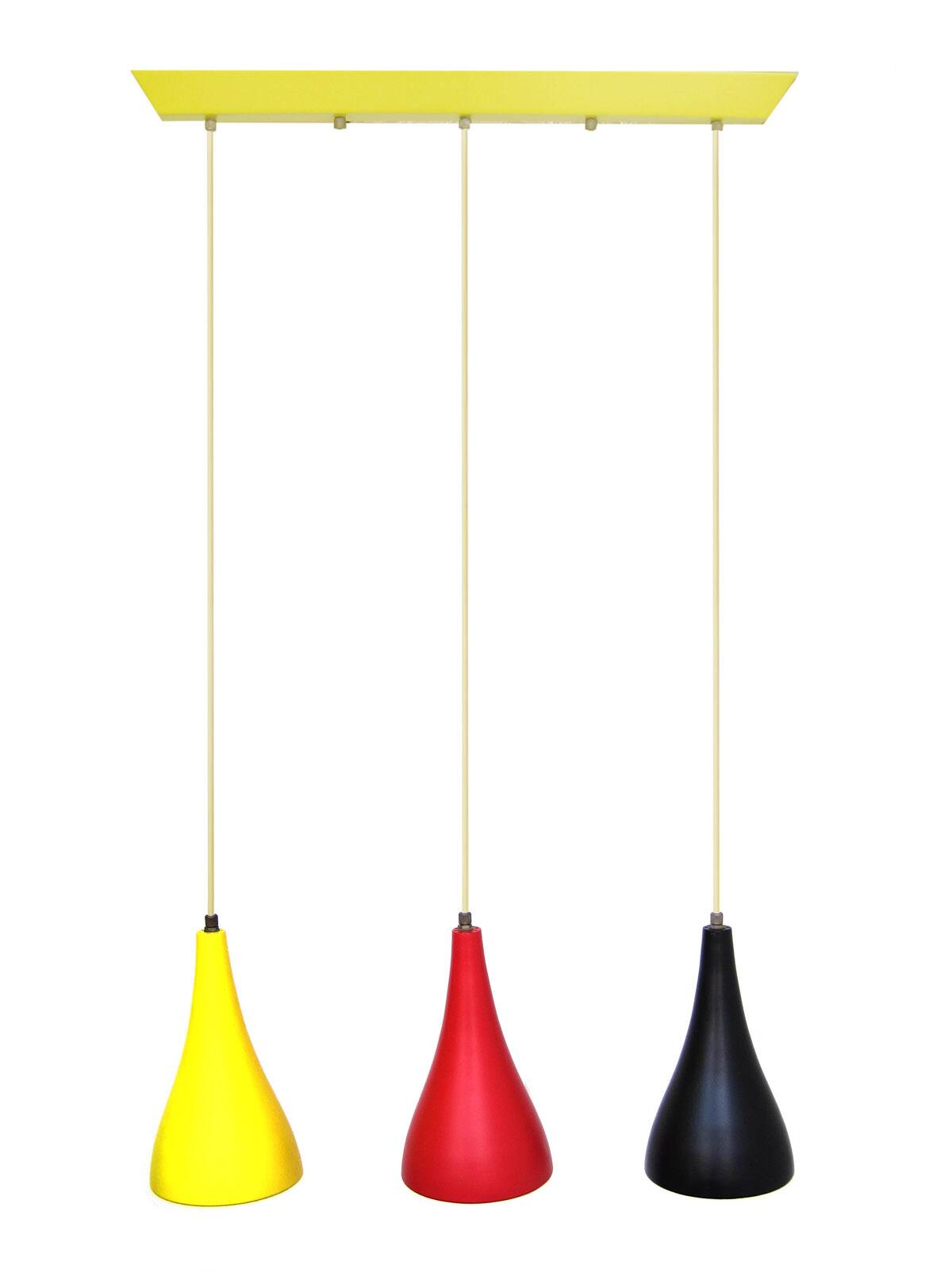 Louis Kalff – pendentif vintage Philips jaune, rouge, noir