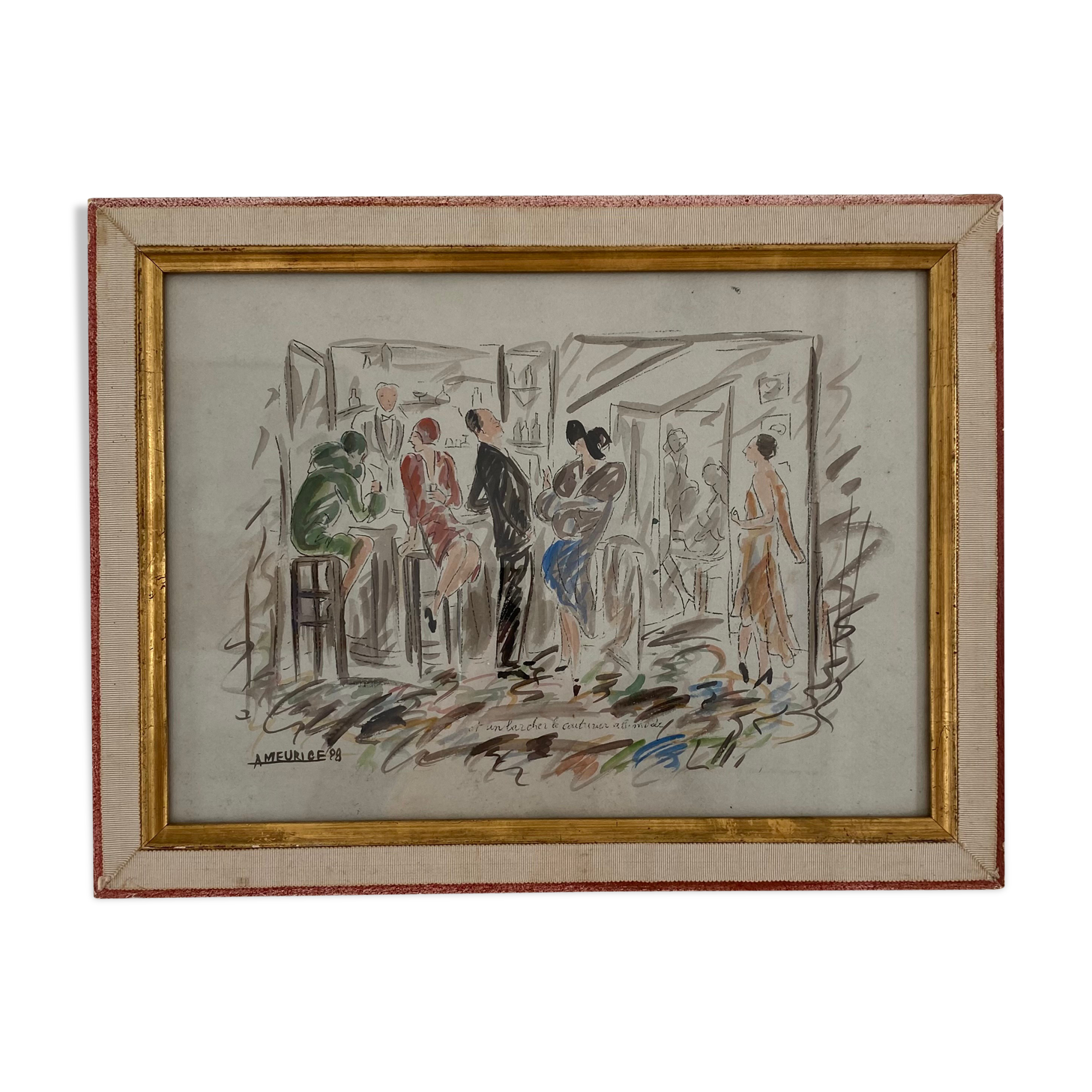 Watercolor haute couture 1928 André Meurice