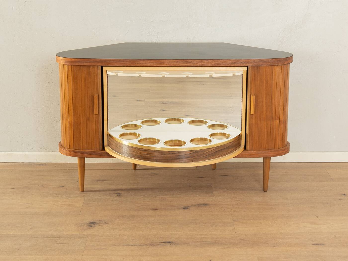 Teak veneer bar cabinet, Germany 1950s