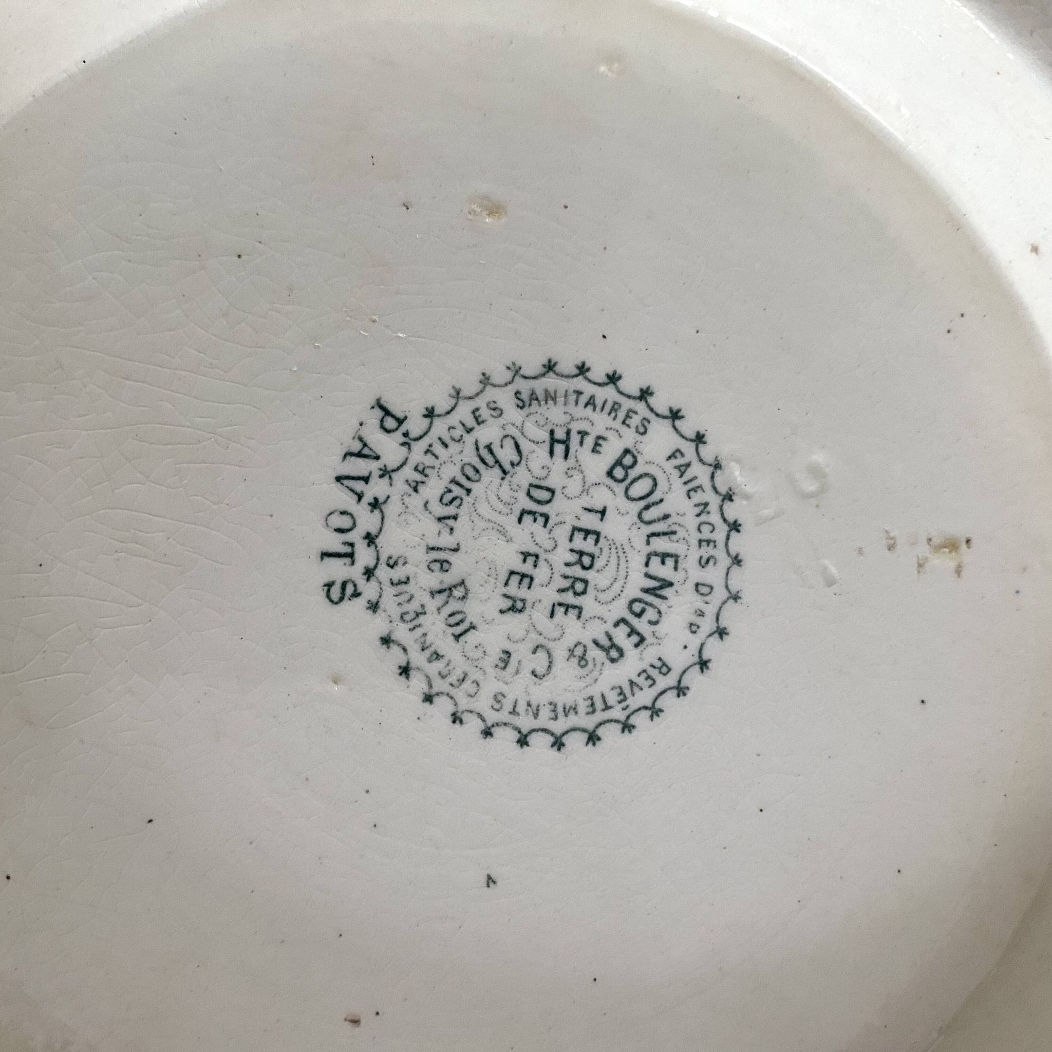 iron earth fruit bowl, old vegetable dish with poppies, Choisy le Roi