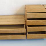 Trois commodes et consoles à tiroirs en frêne naturel huilé