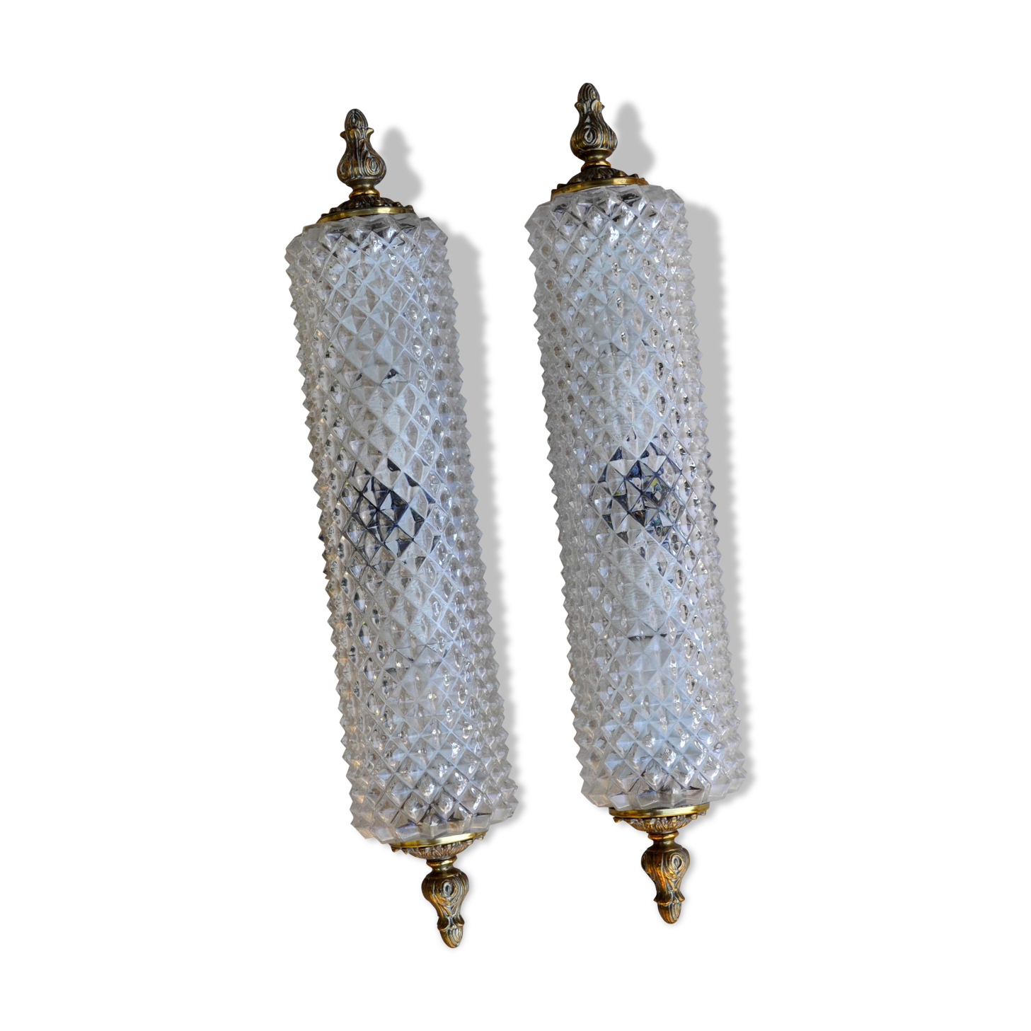 Pair applied glass and bronze