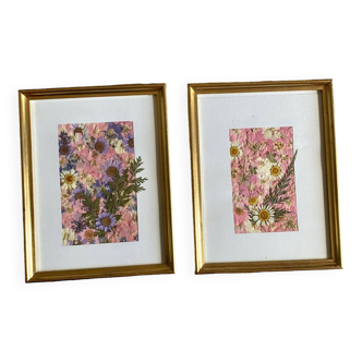 Vintage frames in gilded wood and dried flowers