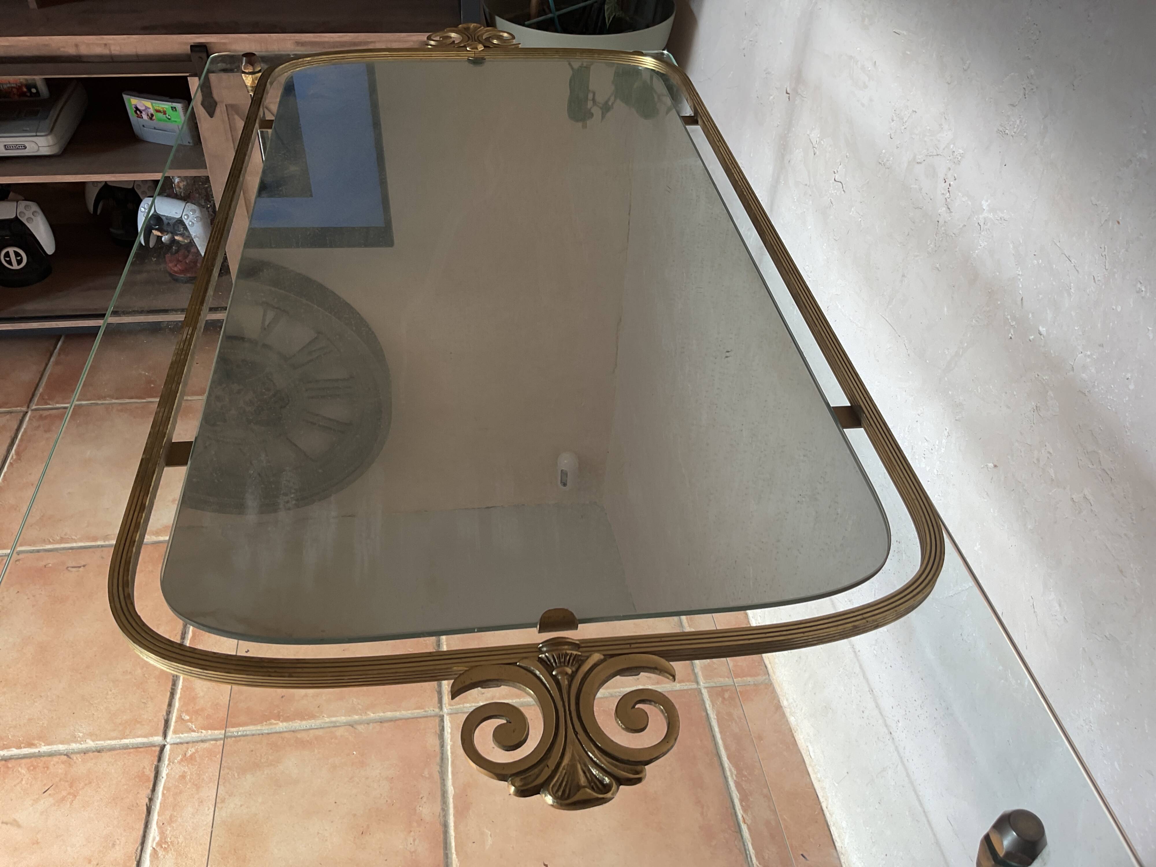 Regency vintage mirror in gilded brass, Space Age.