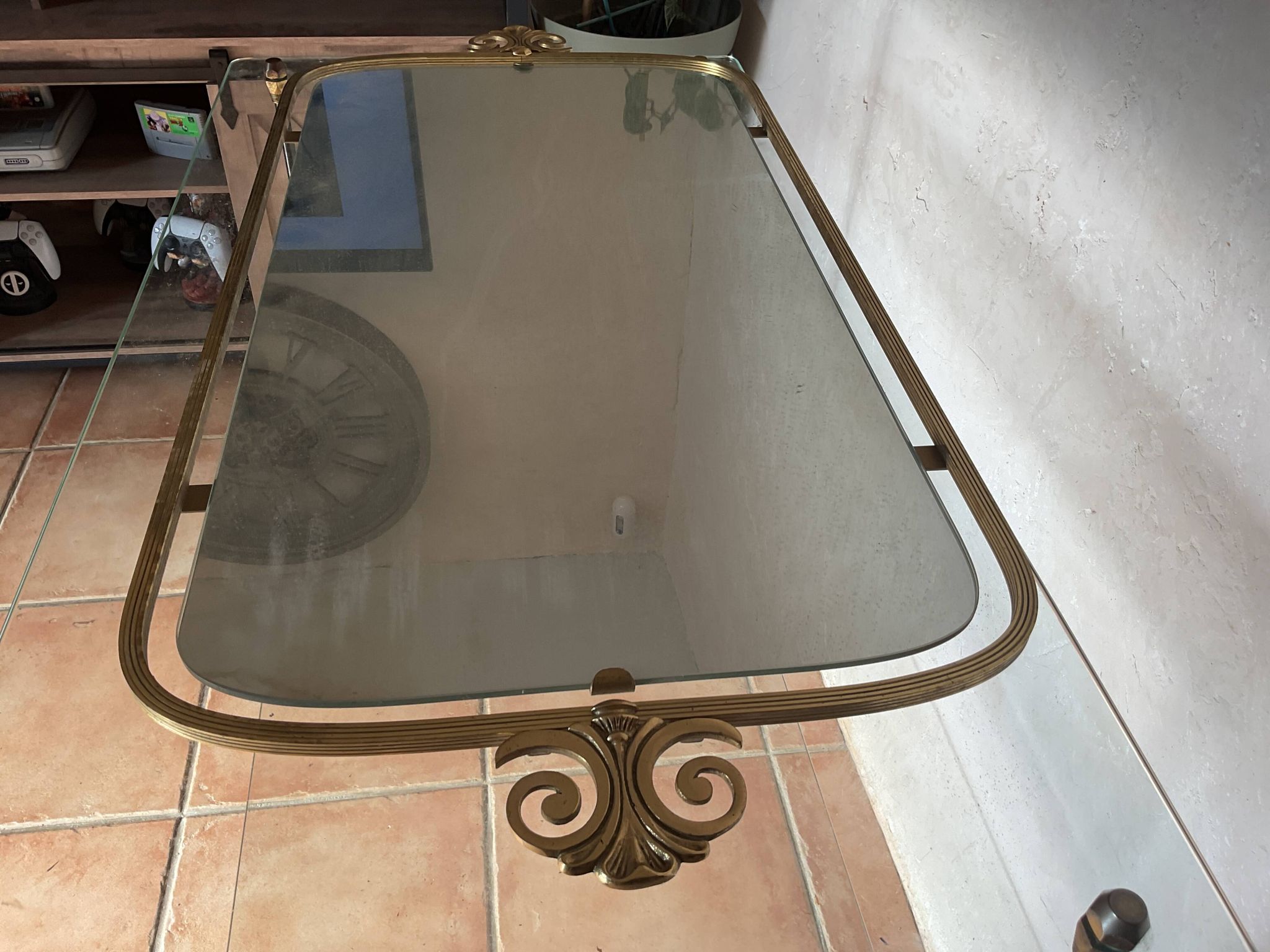 Miroir Regency vintage laiton doré Space age