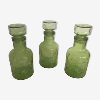 Trio de bouteilles vertes vintage