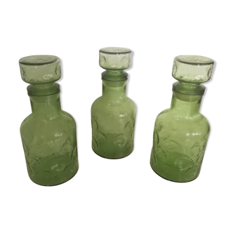 Trio de bouteilles vertes vintage