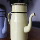 Set of old coffee makers in enamelled sheet metal