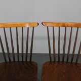 Pair of Drevounia solid beech and plywood veneer chairs, Czechoslovakia, 1970s