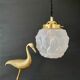Vintage art deco globe pendant lamp in frosted glass