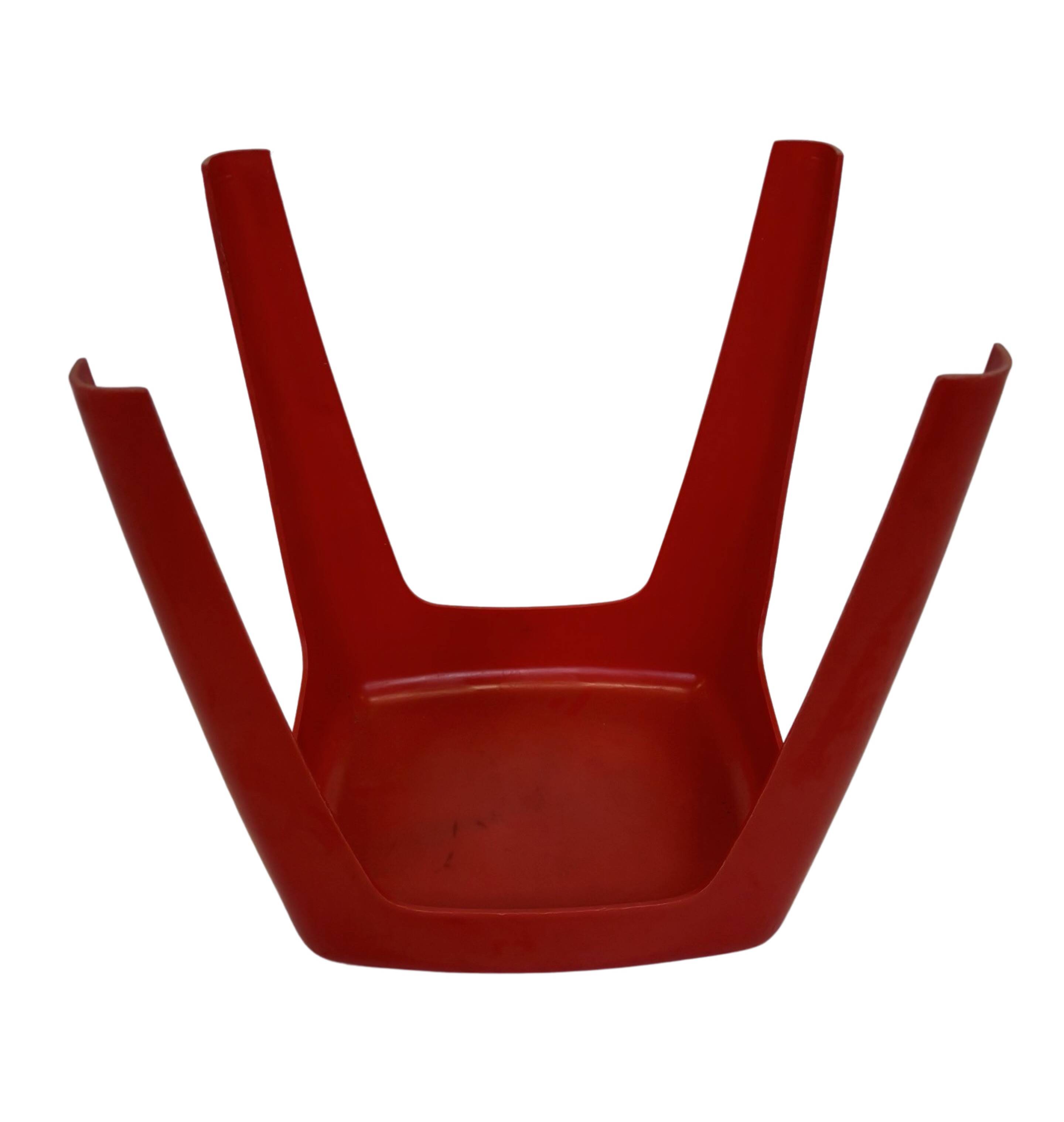 Vintage Space age plastic stool table mid century red plant stand