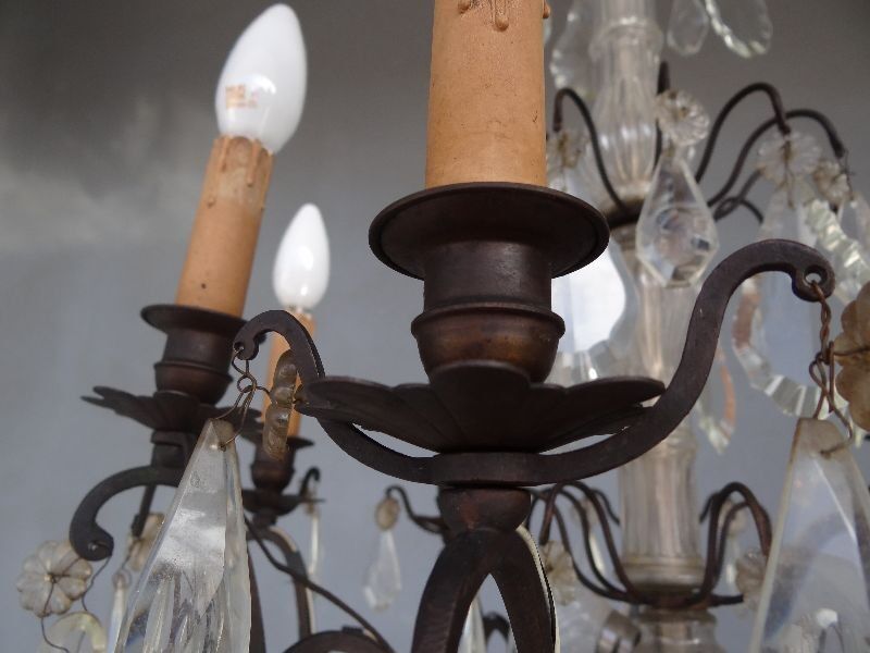 Hanging crystal chandelier and bronze 1900