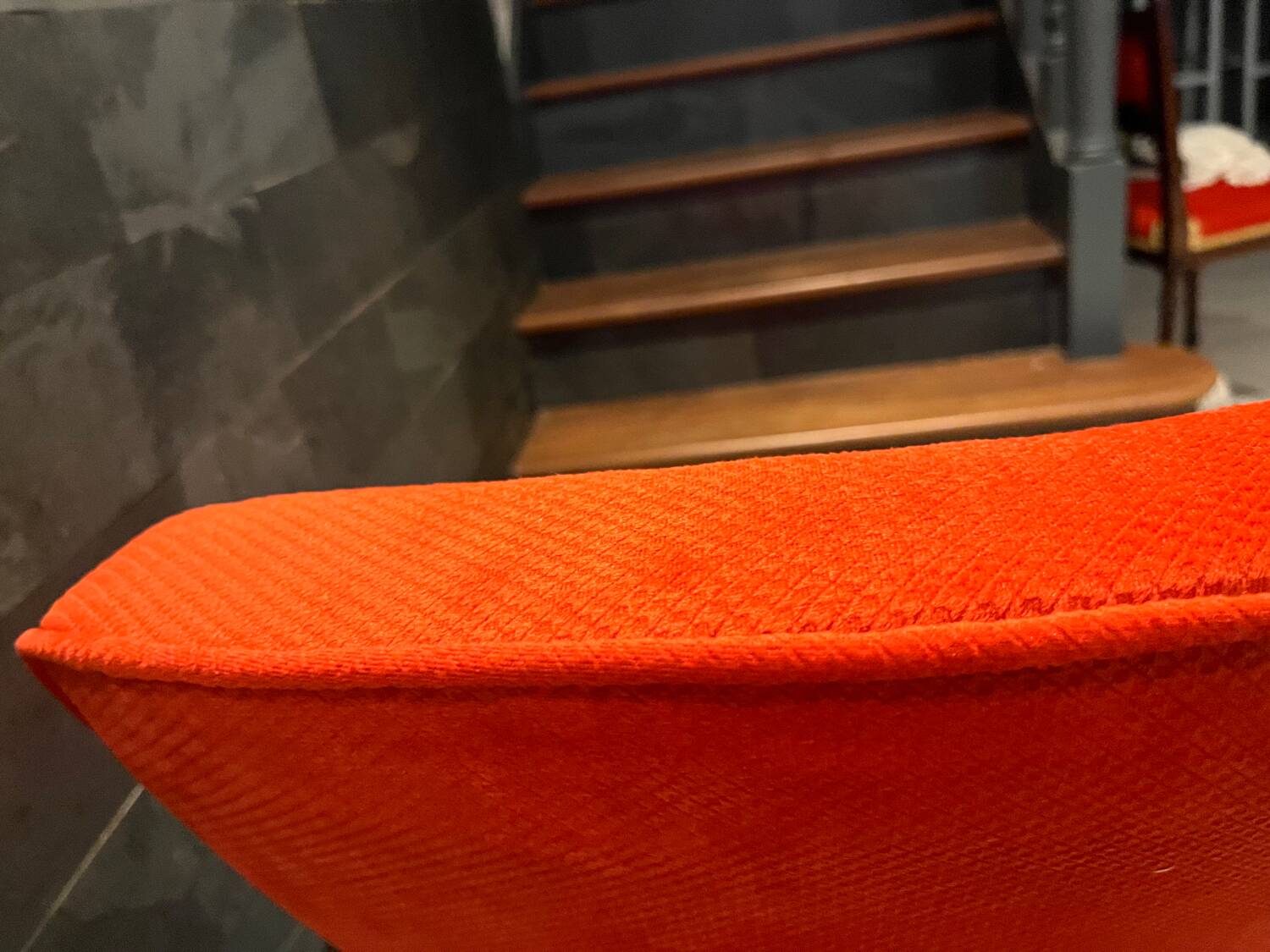 Antique reupholstered armchair