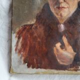 Huiles sur toile portraits couple tableaux anciens