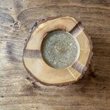 Ashtray candle holder in olive wood, old, vintage