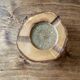 Ashtray candle holder in olive wood, old, vintage