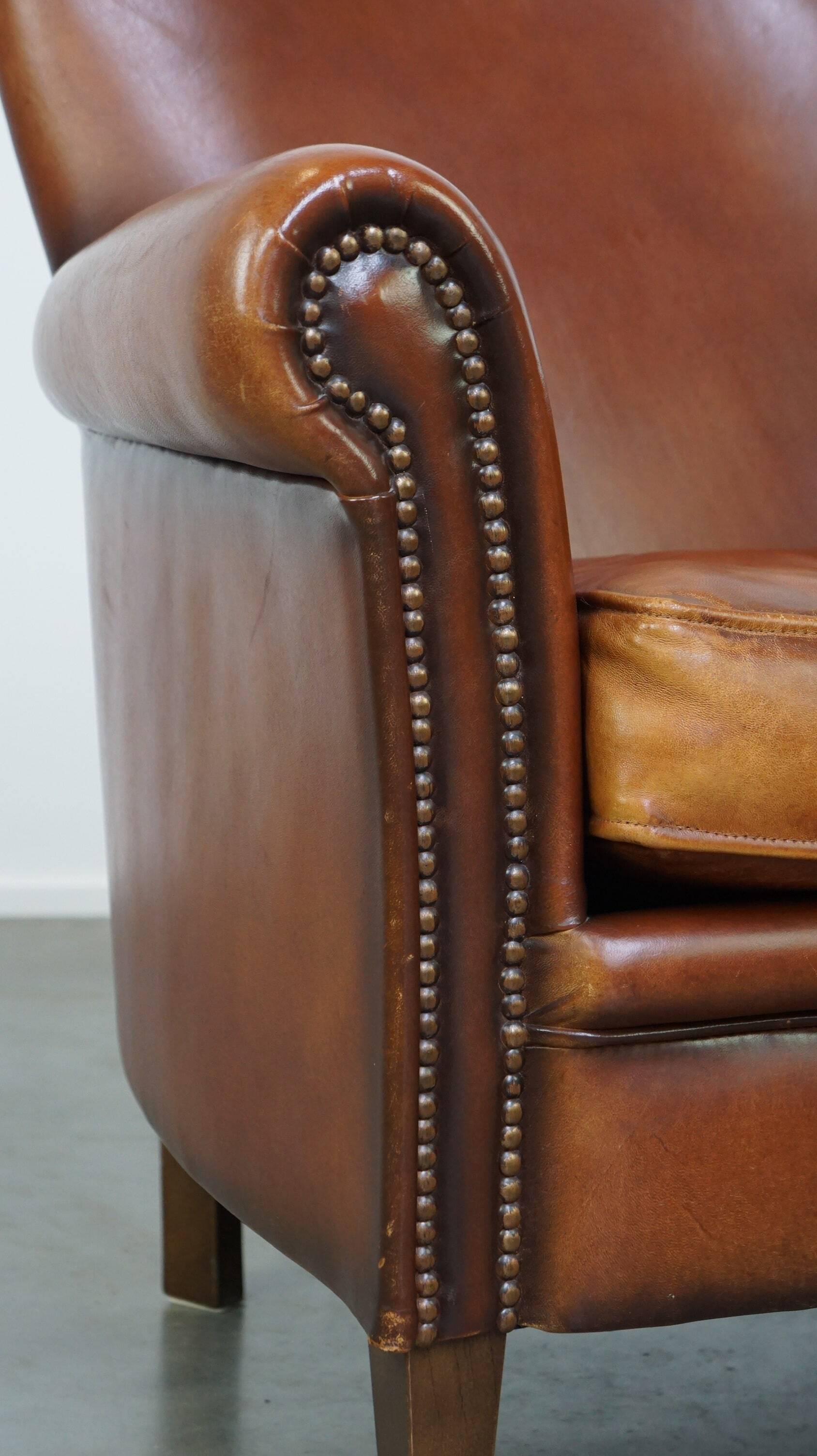 Classic brown sheepskin armchair