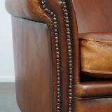 Classic brown sheepskin armchair