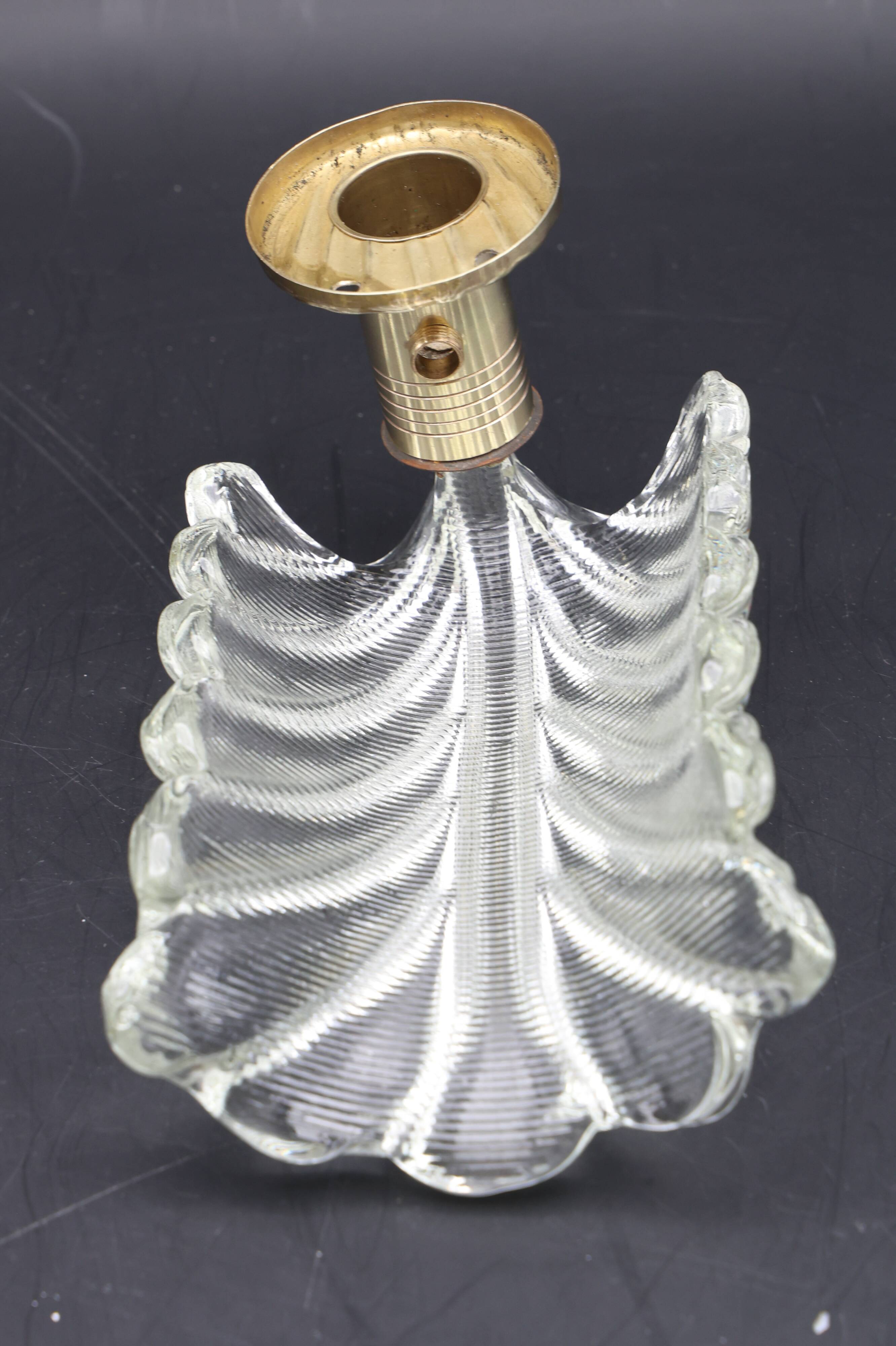 Art Decò Wall light Trasparent Murano Glass Leave by Barovier e Toso, 1950s
